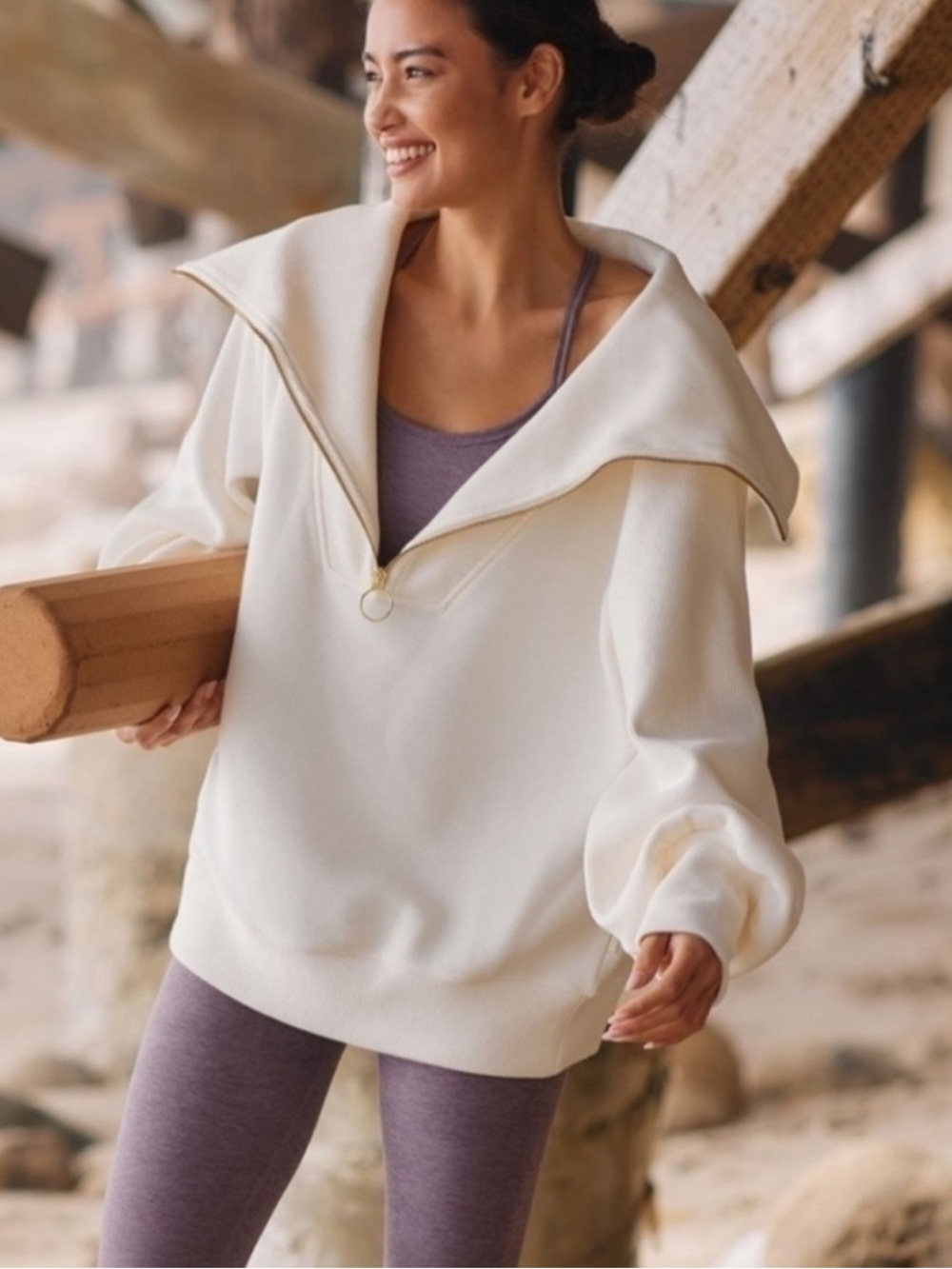Varley Vine Half Zip Pullover Cream Size S